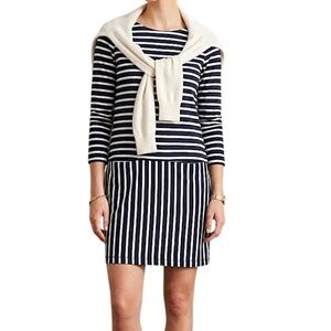 Thought London pure cotton jersey knit blue white nautical stripe dress EU 36